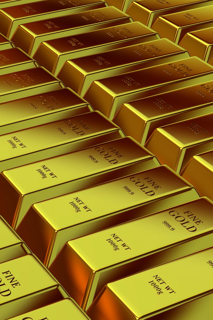 Home Shiny gold bars stacked neatly, symbolizing wealth, investment, and financial security.